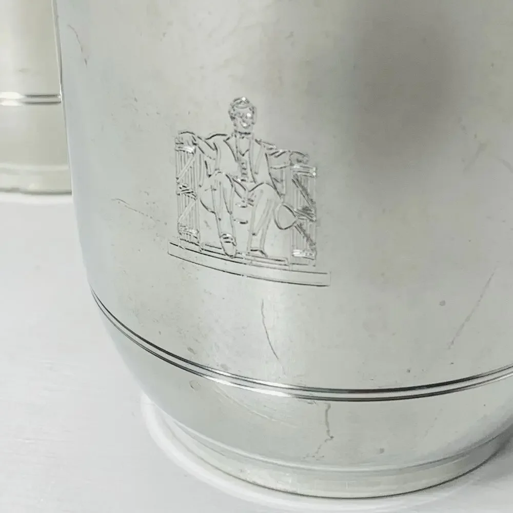 Salisbury Images of America 8 oz Pewter Cup Set of 2 Lincoln Memorial Beaded GUC
